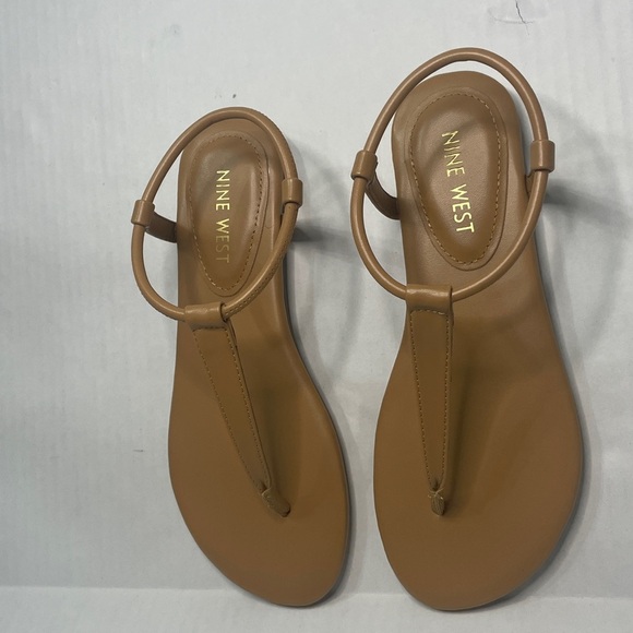 Nine West  Bassie Natural Neutral Nude Sandals Minimalist Design Size 5 - Picture 14 of 15